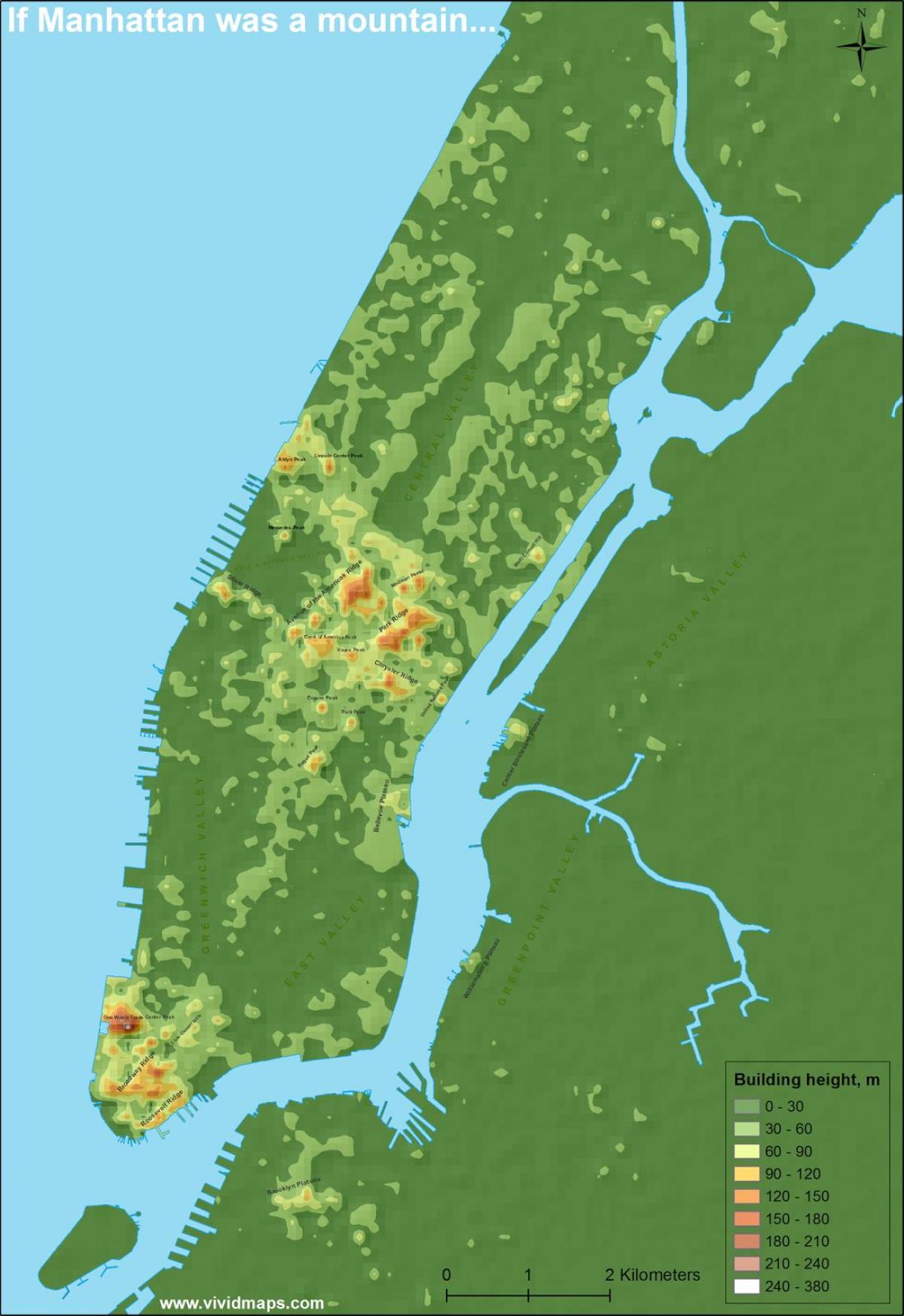 mappa di Manhattan topografica