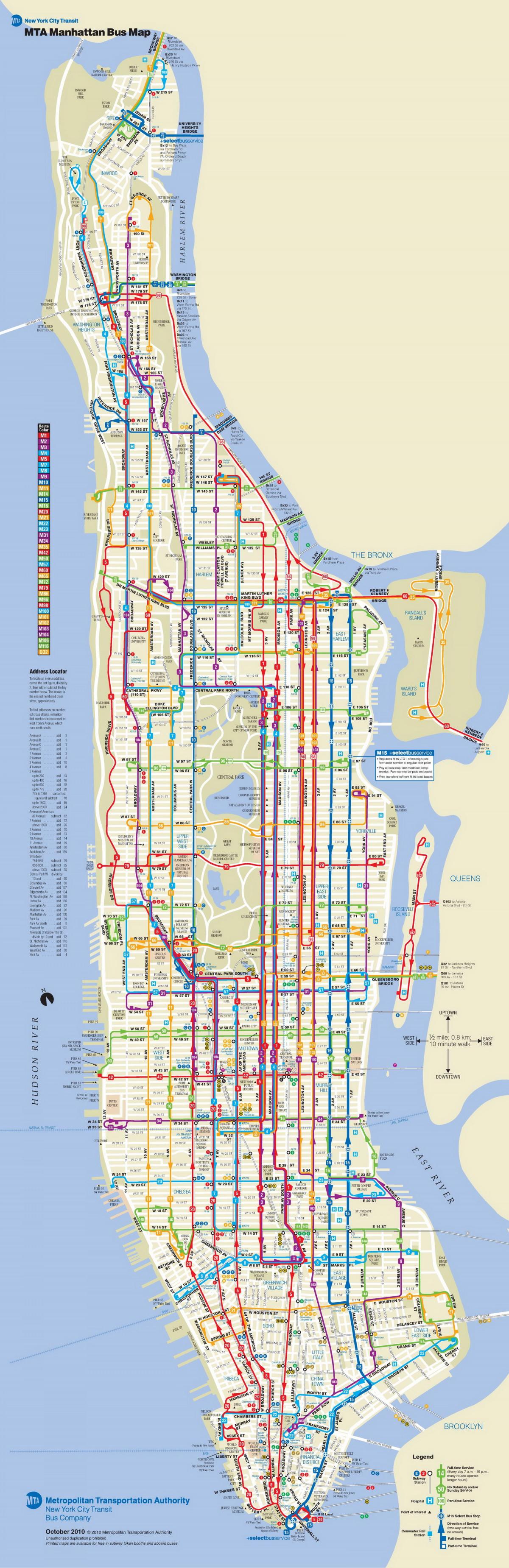 NYC bus mappa di Manhattan