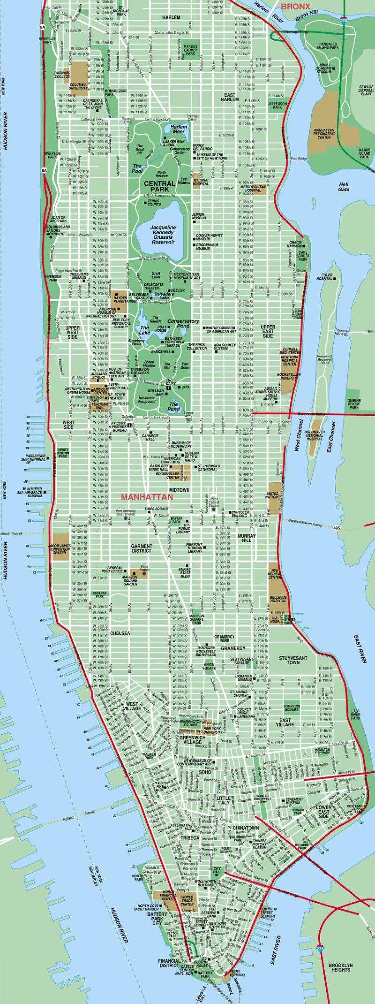 stampabile mappa stradale di Manhattan