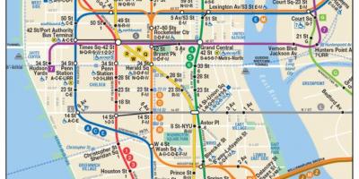 Mappa di lower Manhattan metropolitana