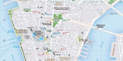 Mappa di lower Manhattan, ny