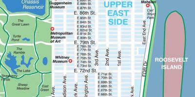 Mappa di upper east side di Manhattan