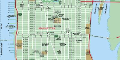 Mappa stradale di Manhattan, ny
