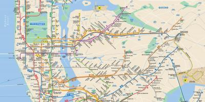Strada di Manhattan mappa con le fermate della metropolitana