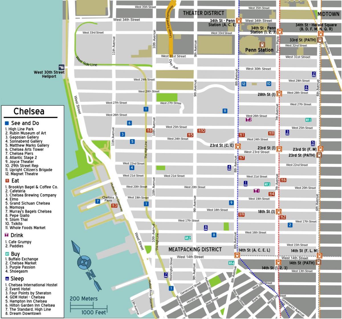 mappa di Chelsea a Manhattan