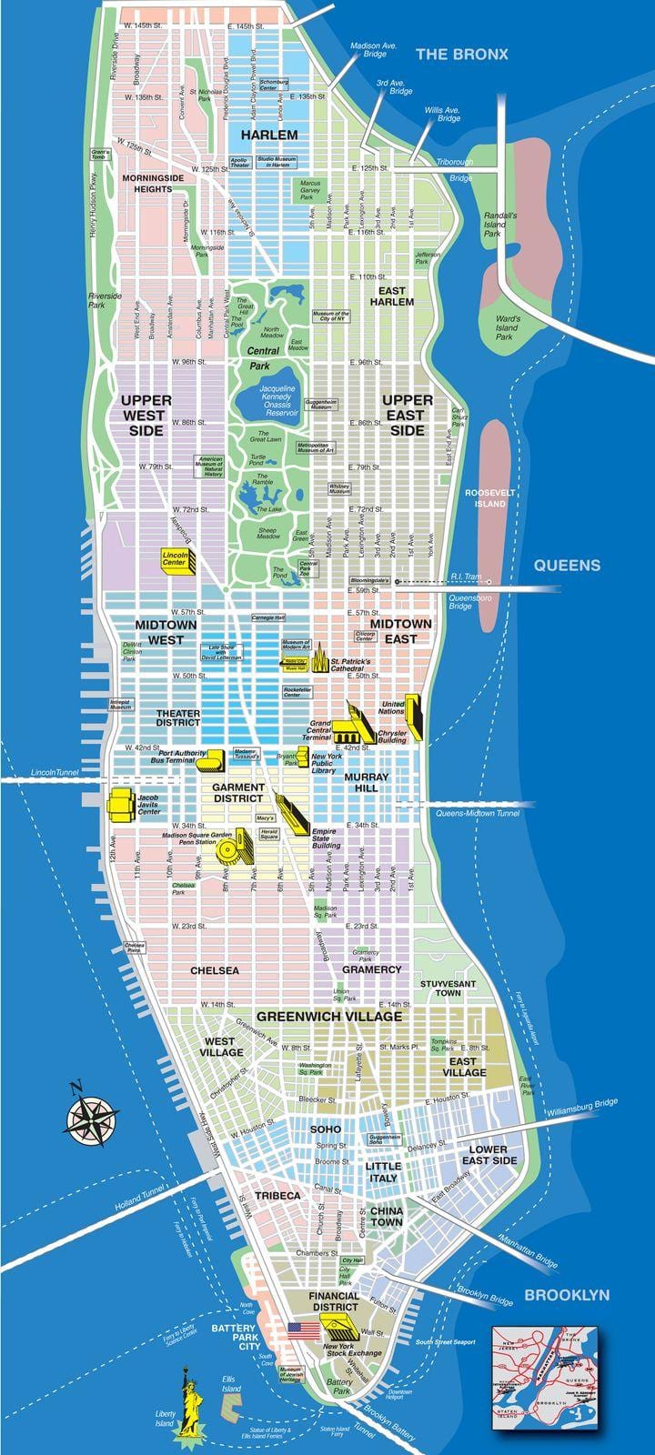mappa dell'isola di Manhattan