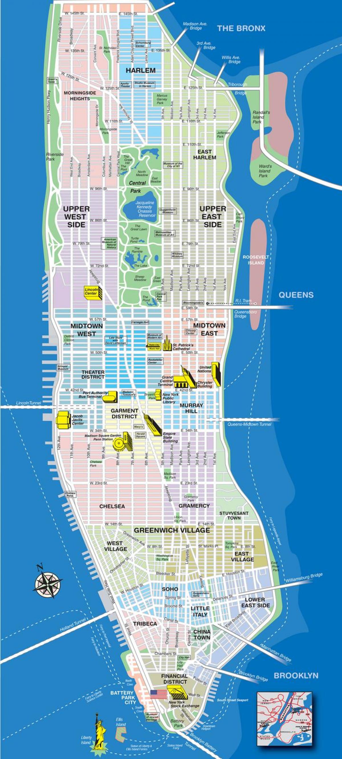 mappa di upper Manhattan quartieri