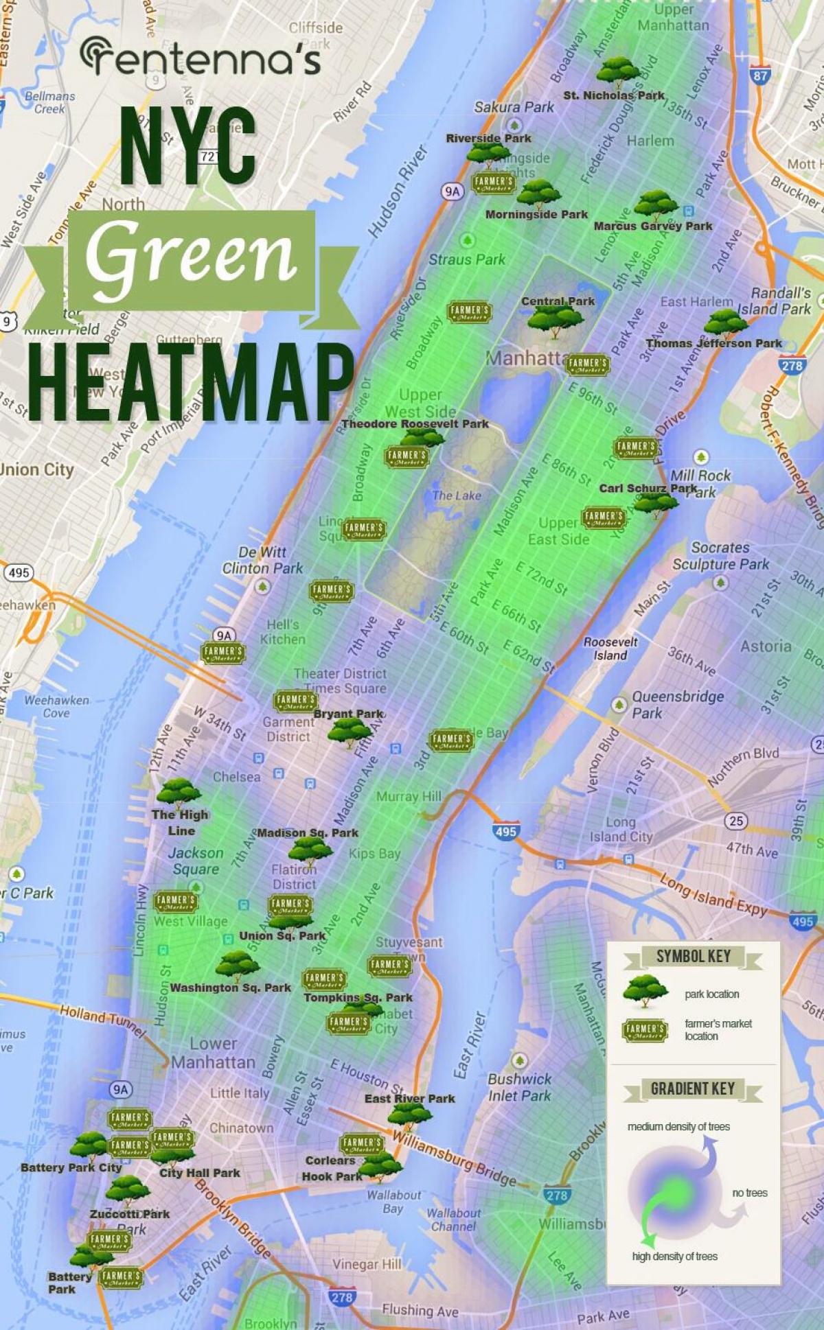 mappa di Manhattan parchi