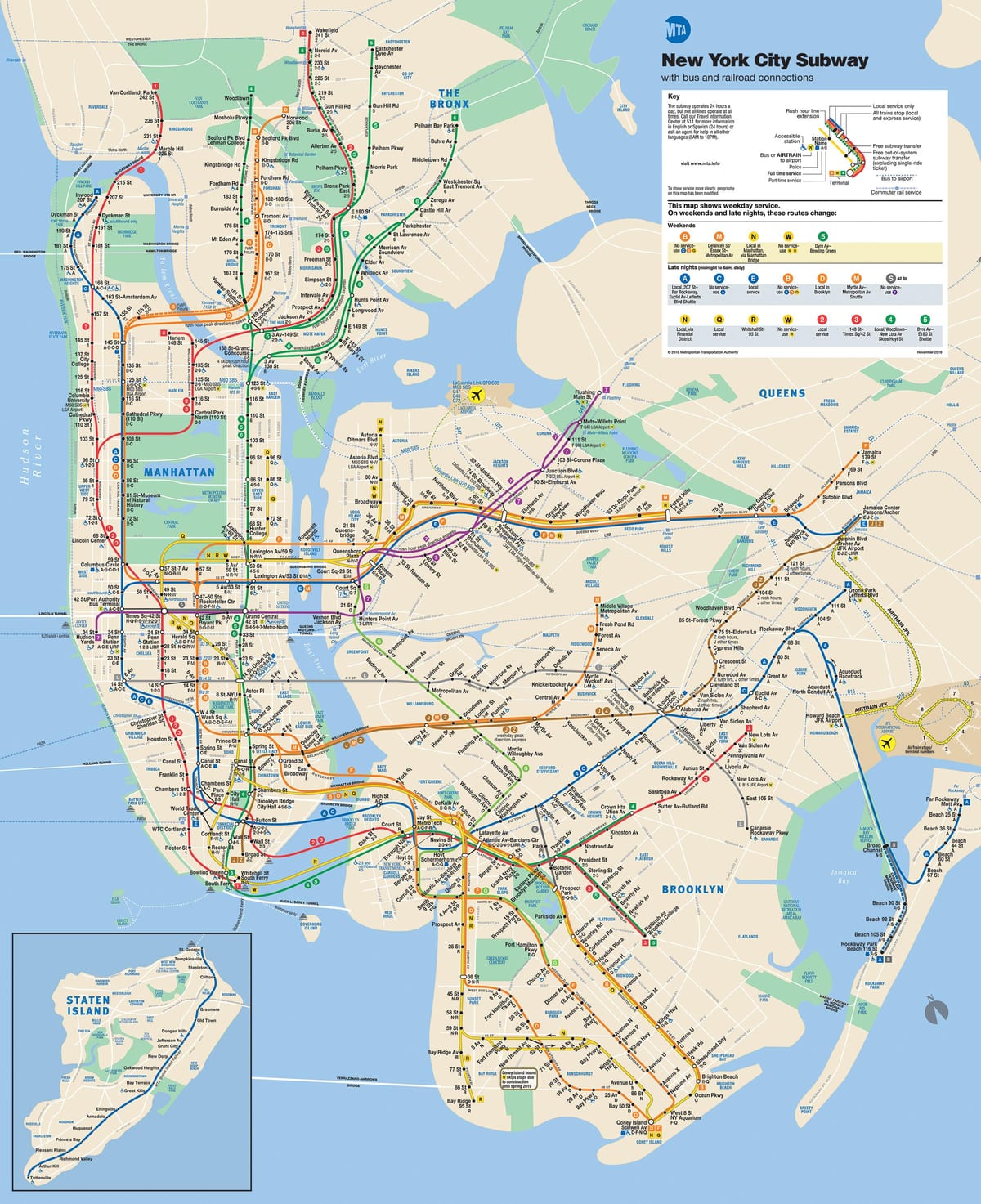 mappa della metropolitana di Manhattan, New York