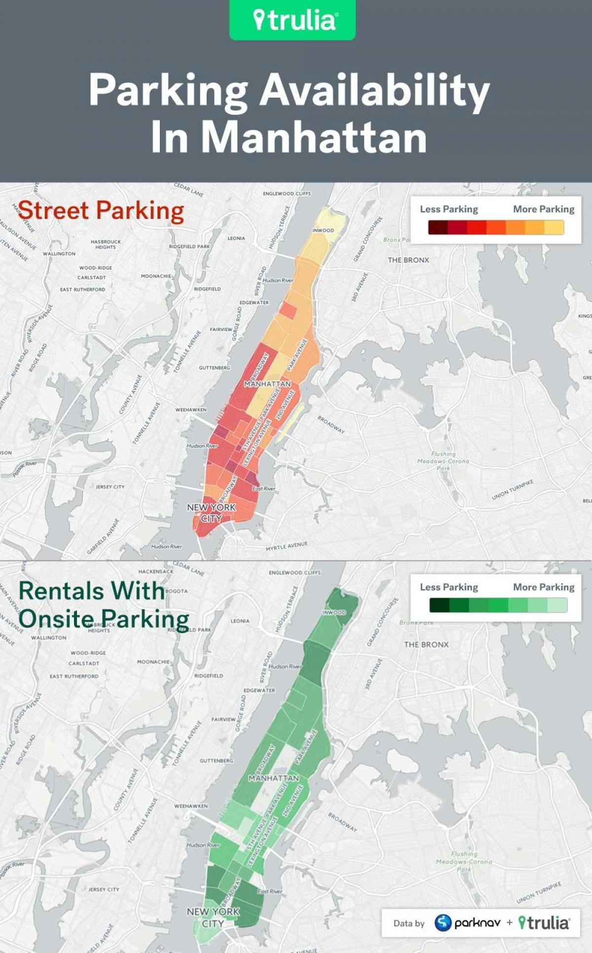 NYC parcheggio in strada mappa di Manhattan