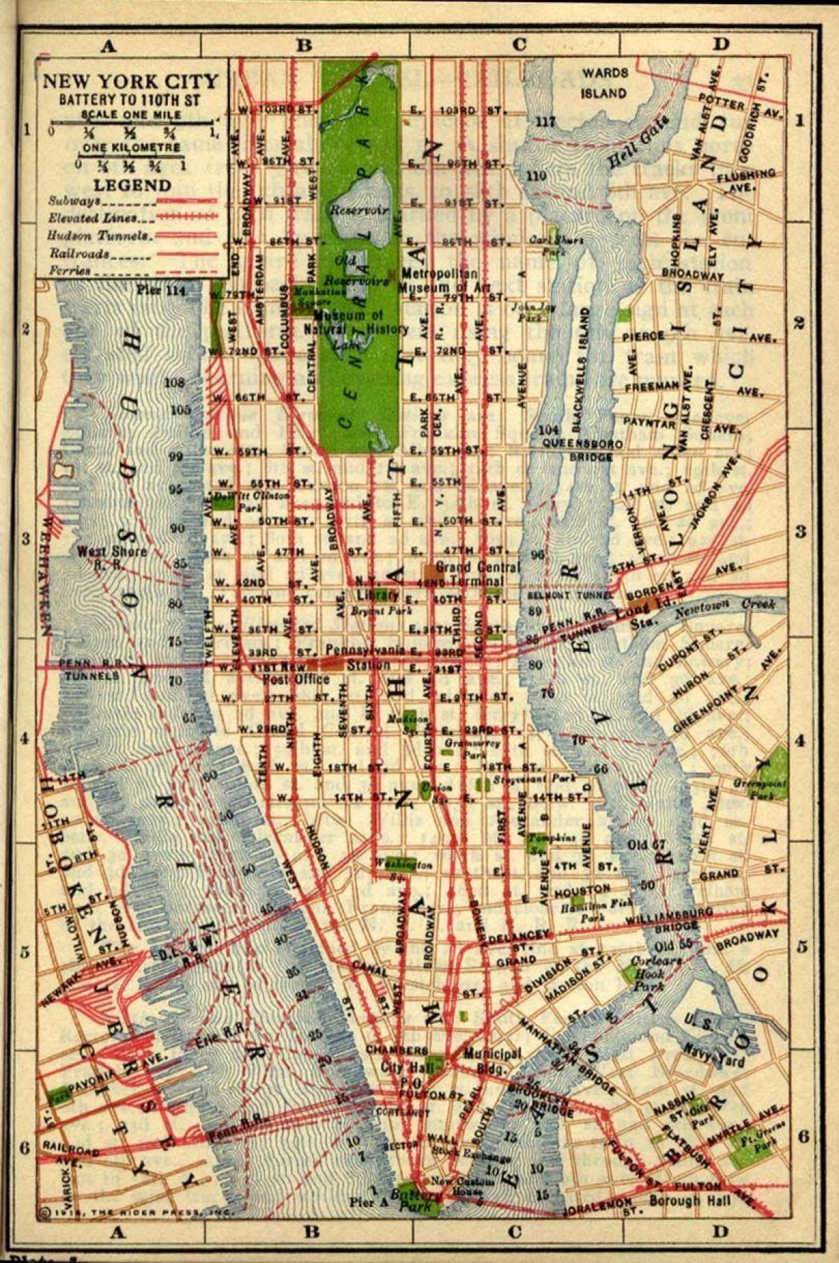 mappa di vecchia Manhattan