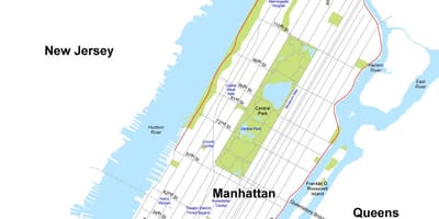 Mappa dell'isola di Manhattan a New York